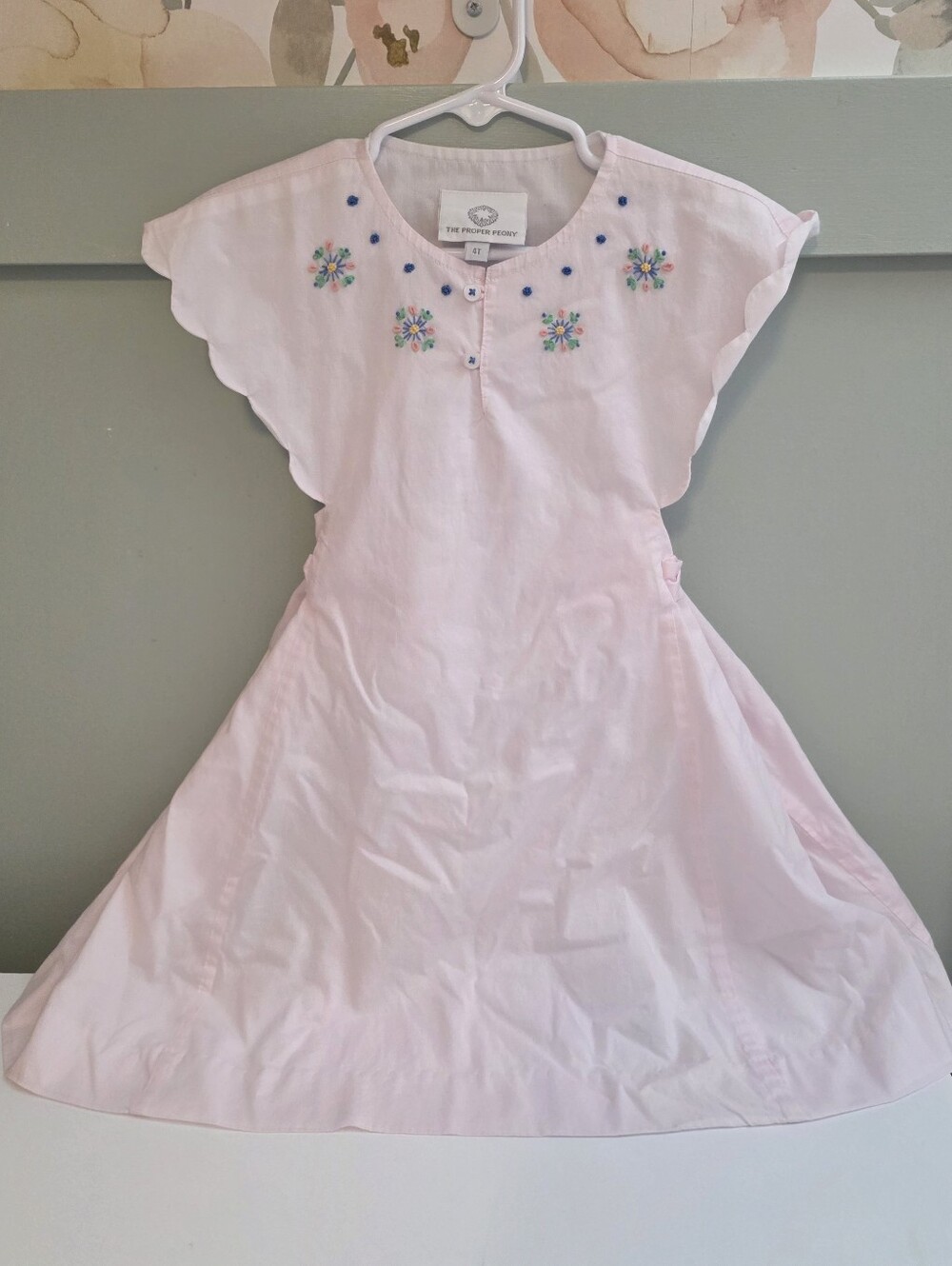 The Proper Peony 4t Marisol Smocked Light Pink Dress W/ Scalloped Sleeves